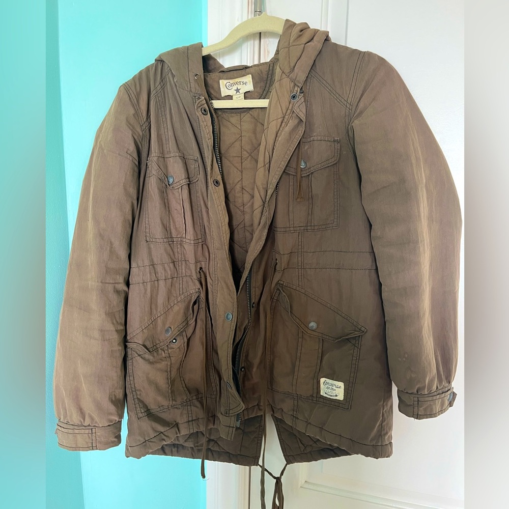 Converse Olive Green Coat with hood and pockets